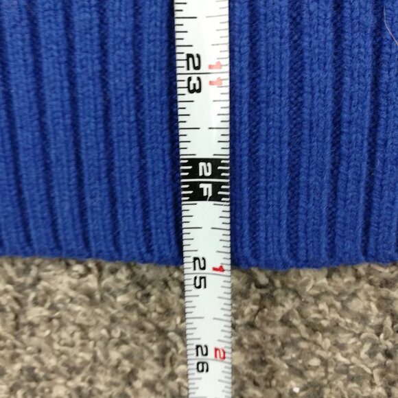 LL Bean Sweater Cardigan Extra Fine Merino Wool Cable Knit Blue Womens Medium - Picture 4 of 9